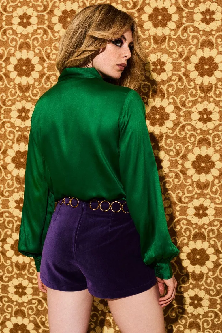 Mama Roux Purple Velvet O Ring Hot Pants