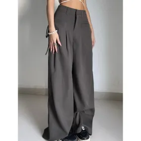 Plain Wide Leg High Waist Baggy Pants