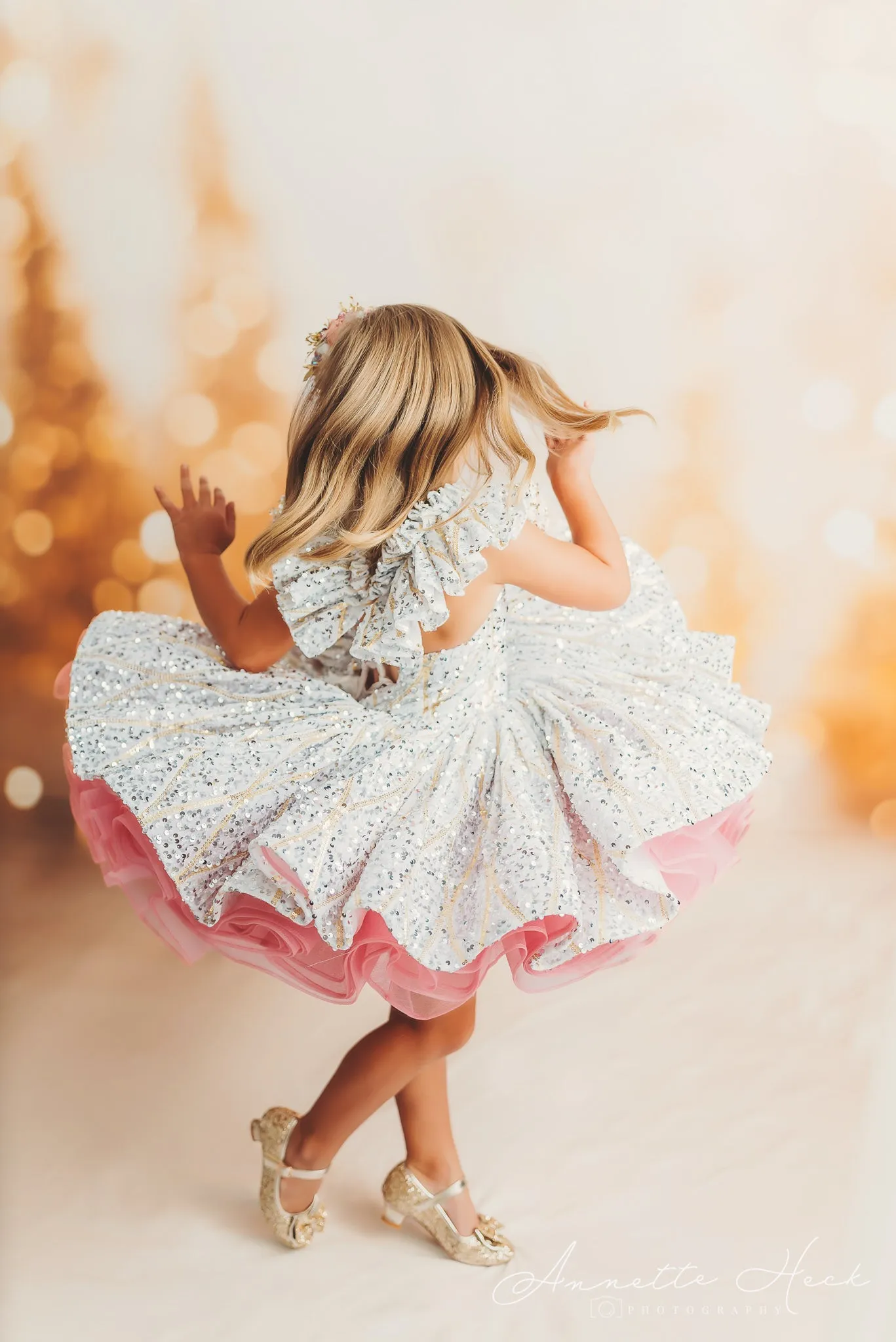 "Sweetheart Dance" - White Petal Length Dress  ( 6 Year - Petite 7 Year)