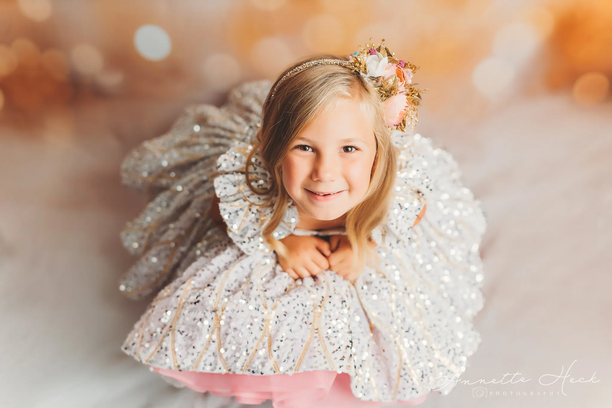 "Sweetheart Dance" - White Petal Length Dress  ( 6 Year - Petite 7 Year)