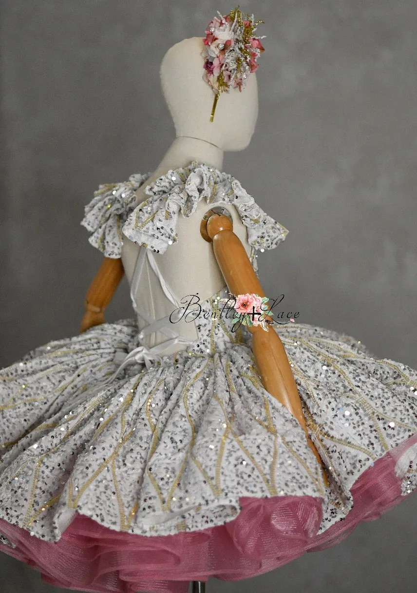"Sweetheart Dance" - White Petal Length Dress  ( 6 Year - Petite 7 Year)