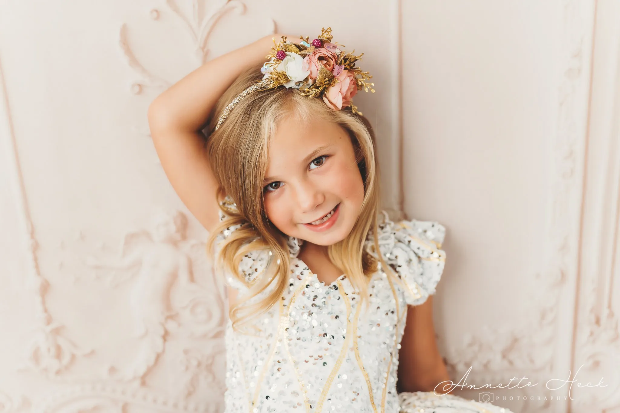 "Sweetheart Dance" - White Petal Length Dress  ( 6 Year - Petite 7 Year)