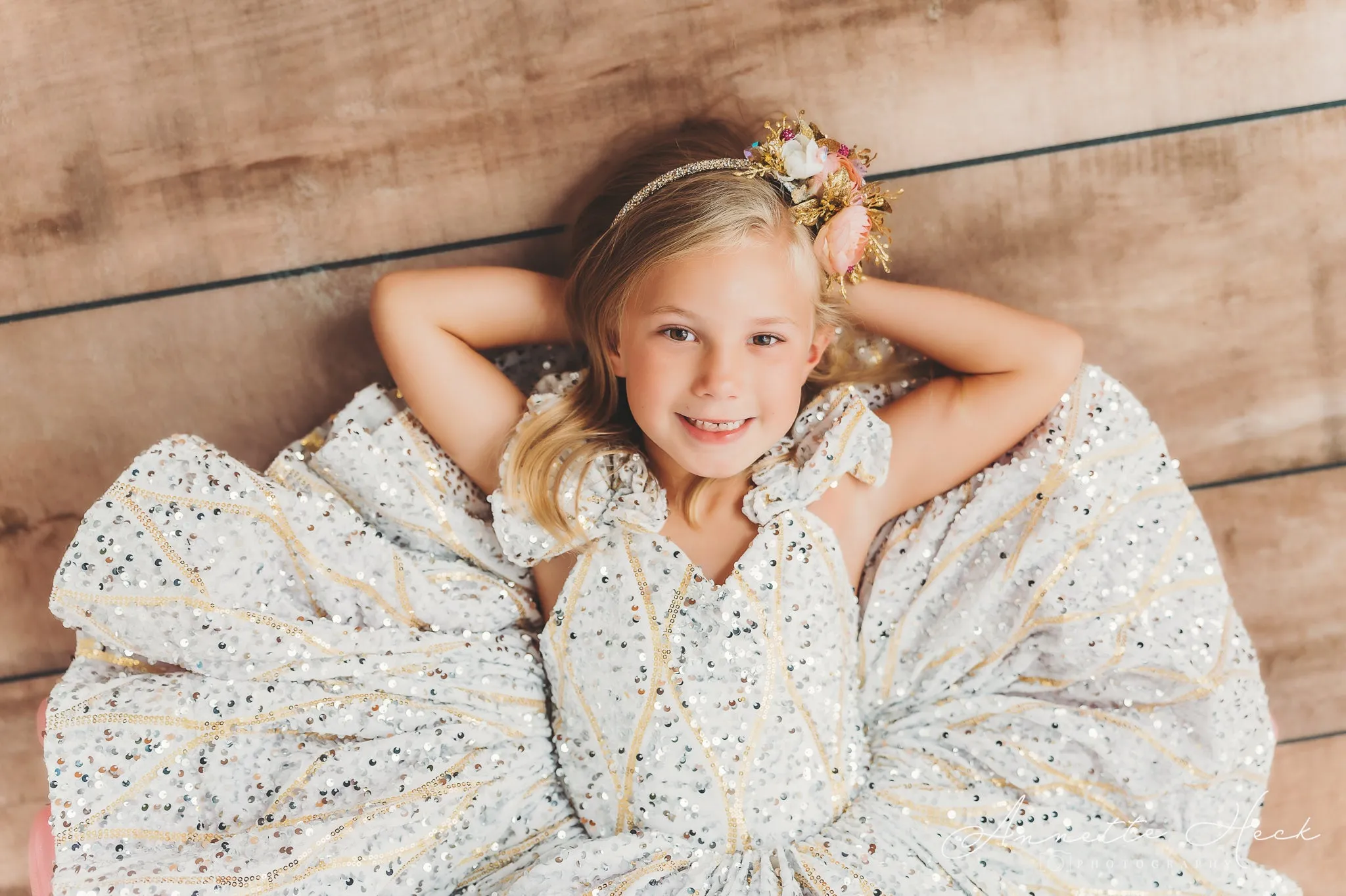 "Sweetheart Dance" - White Petal Length Dress  ( 6 Year - Petite 7 Year)