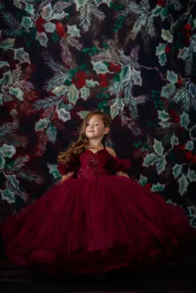 retired rental live sale "Evangeline" -  Burgundy - Toddler Floor Length ( 3 Year - Petite 4 Year)