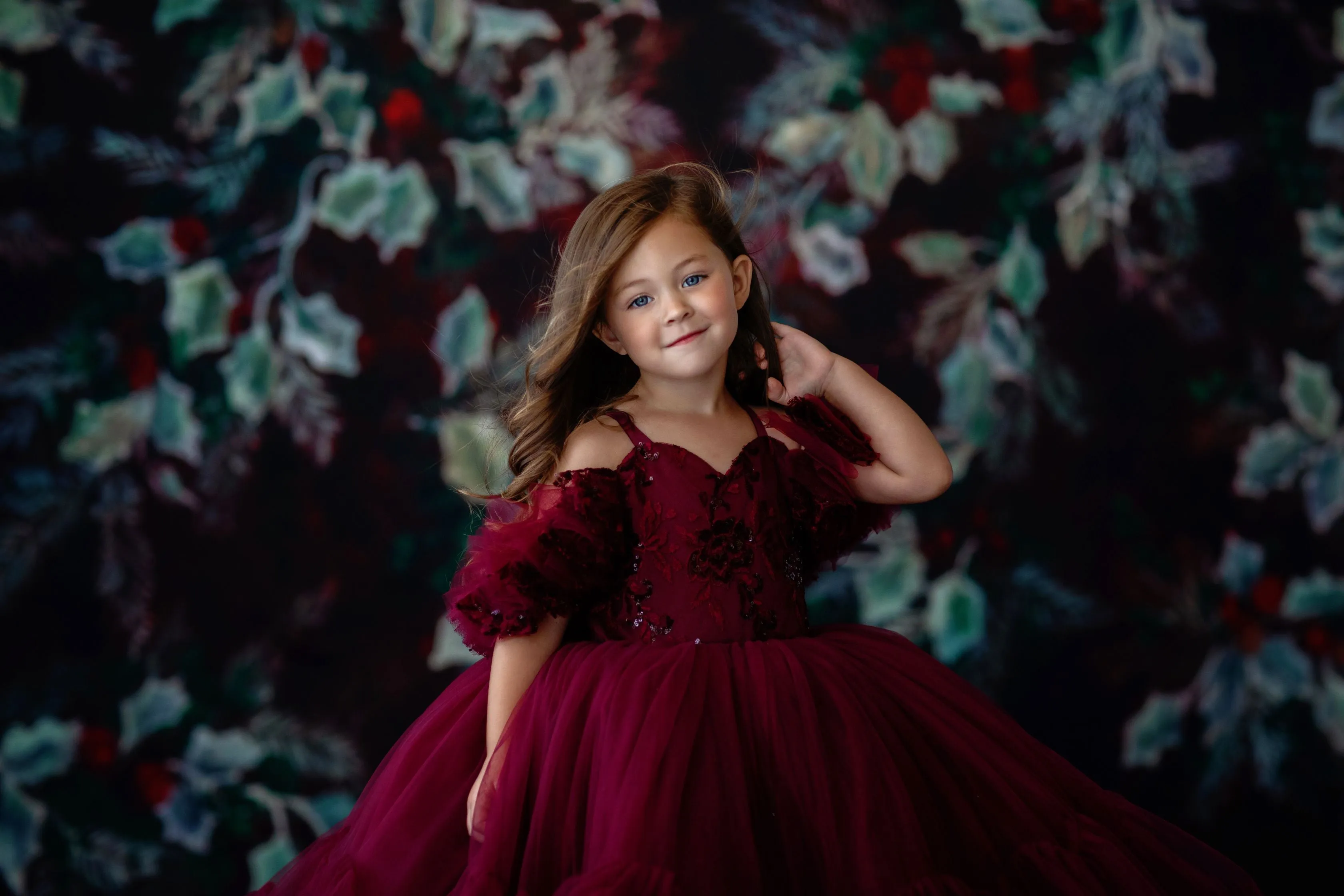 retired rental live sale "Evangeline" -  Burgundy - Toddler Floor Length ( 3 Year - Petite 4 Year)