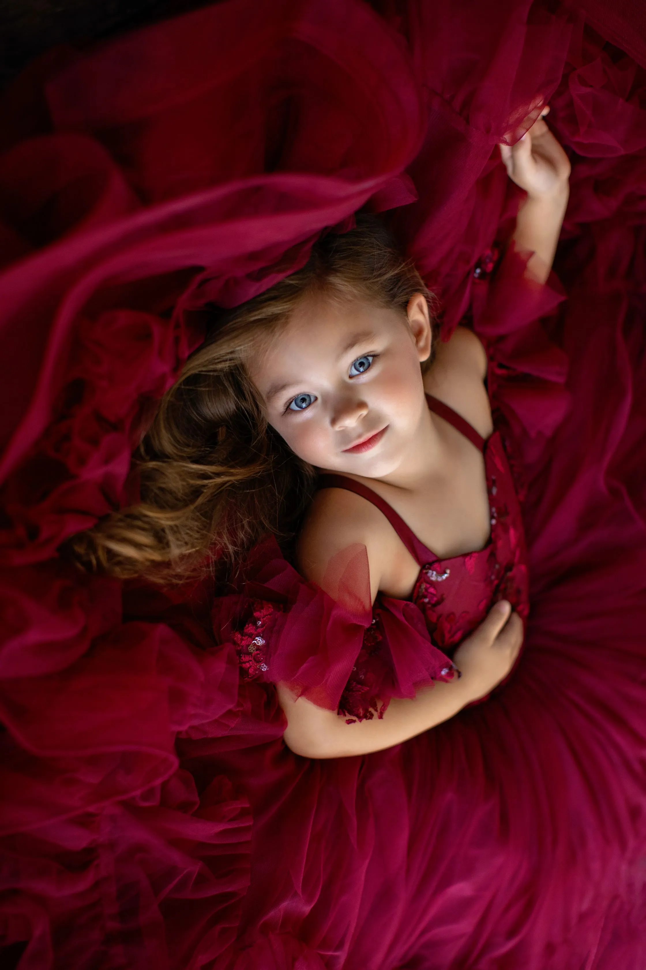 retired rental live sale "Evangeline" -  Burgundy - Toddler Floor Length ( 3 Year - Petite 4 Year)