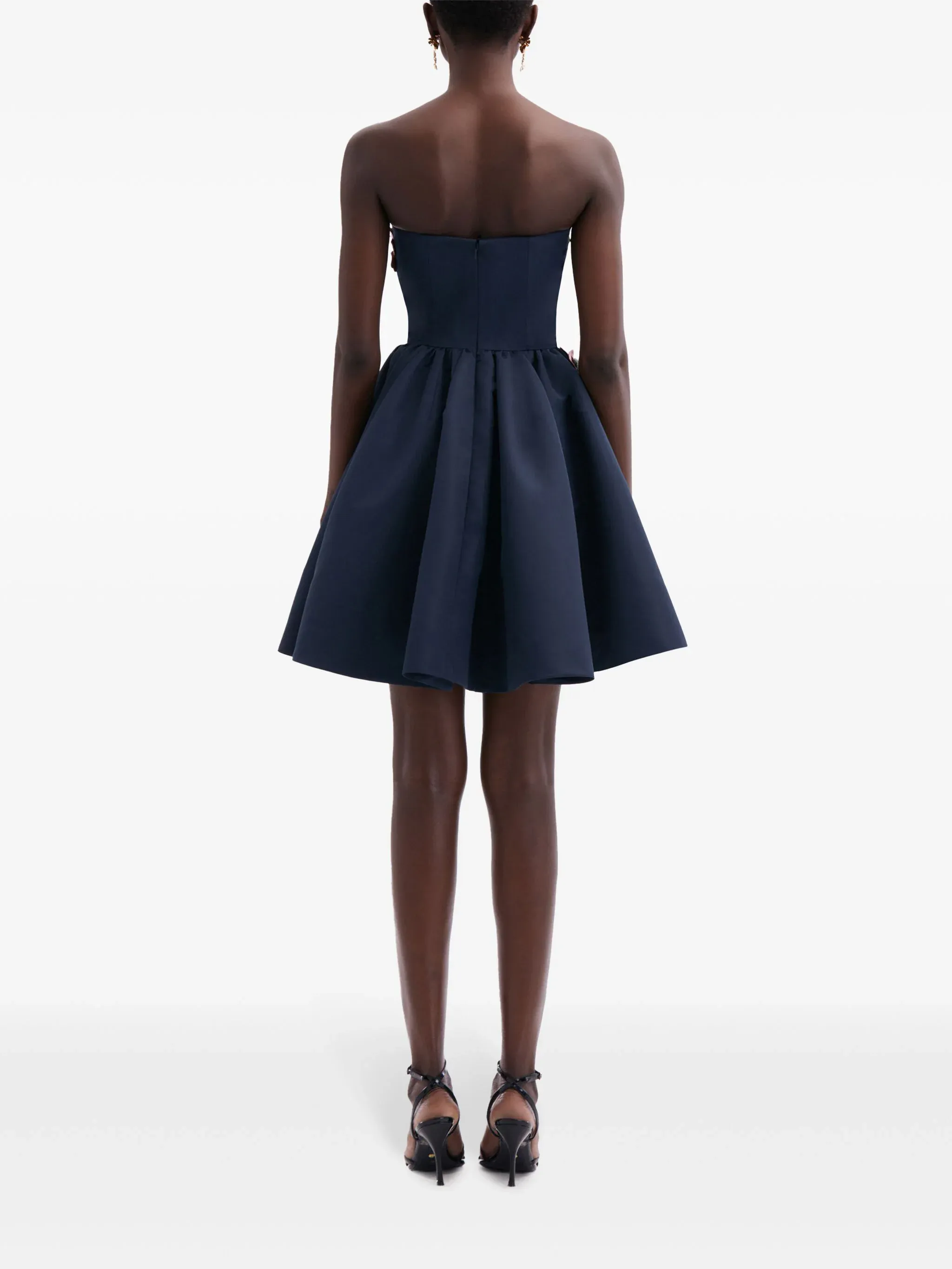 Strapless Hibiscus Embroidered Cocktail Dress