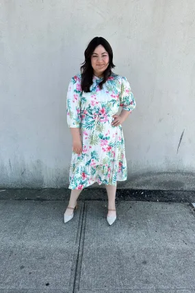 The Drawstring Dress (Ivory Floral)